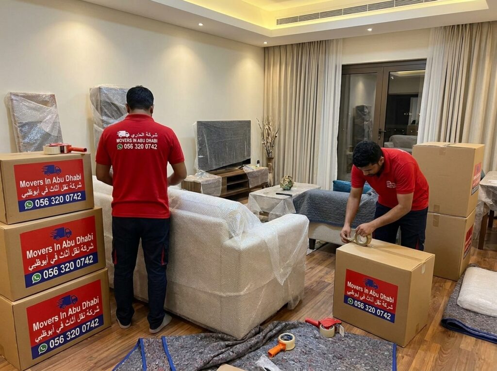 House movers in Abu Dhabi packing apartment
